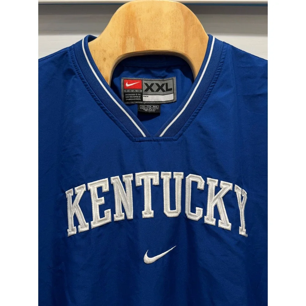 Nike Kentucky Wildcats Windbreaker Pullover Mens XXL Blue V-Neck Side Zip Y2K